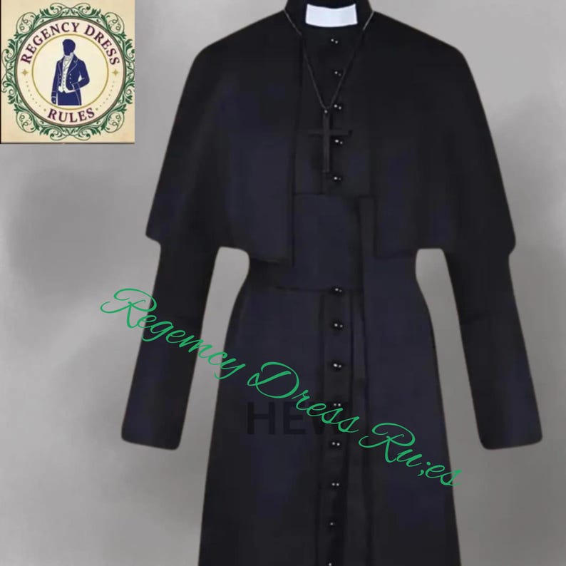 Priest Robe Wind Handmade Black Clergy Robe: Priest Cassock With Cape & Sash - Etsy