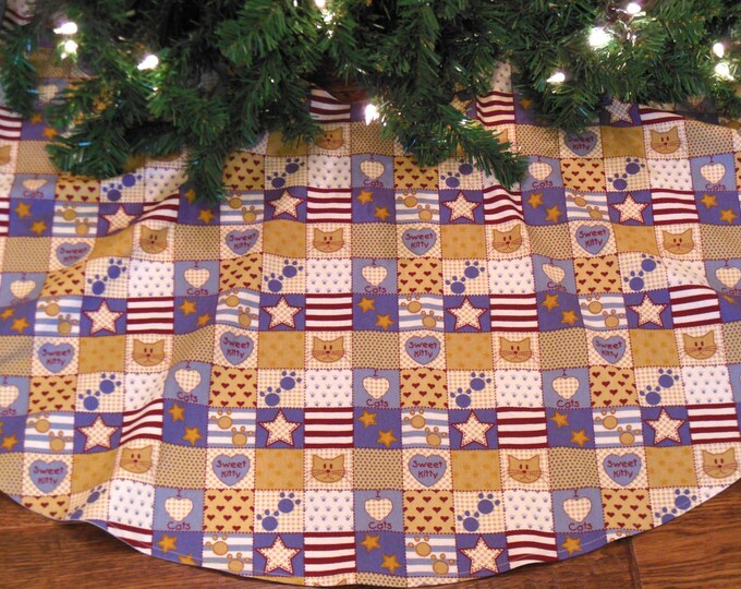 Cat Christmas Tree Skirt Americana Cat Tree Skirt Country Etsy