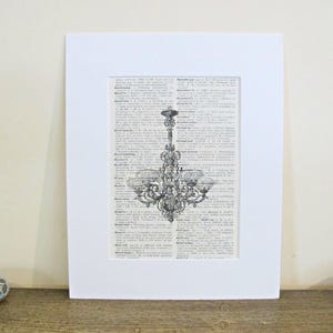 Chandelier Art Print: Vintage Dictionary Page Illustration (5x7 inch)