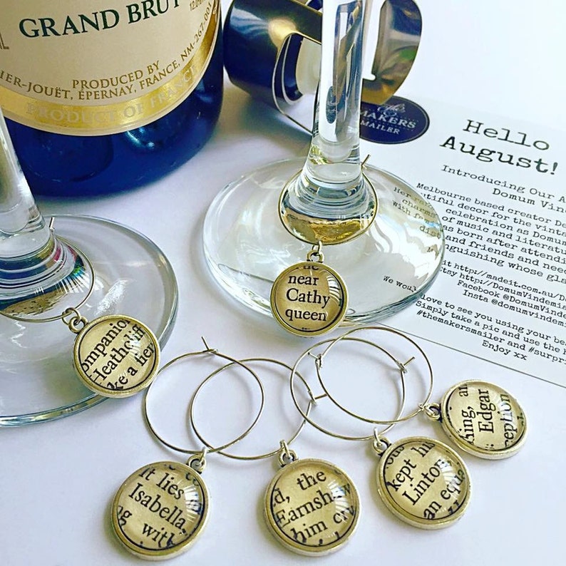 Anne of Green Gables Wine Glass Charms Set Anne Shirley Gilbert Blythe Silver Homewares Barware Bookworm Foodie Gift Bookish For Women image 6