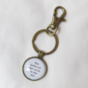 Inspirational Quote Keychain: Feminist Gift, She Believed She Could