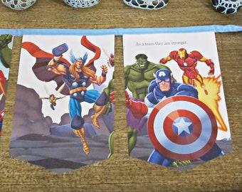 The Avengers Birthday Party Bunting Superhero Nursery Baby Shower Blue Captain America Thor Iron Man For Children Boys Girls Bookworm