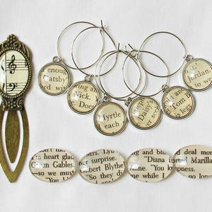 Literary Gift Set: Novel Bookmark, Magnets & Wine Charms