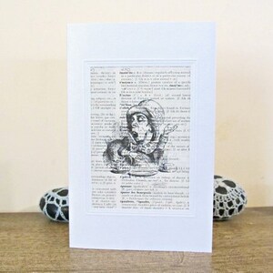 Mad Hatter Grußkarten blanko Alice im Wunderland Vintage Handgemachtes Wörterbuch Seite Handgefertigt Upcycled Für Sie Ihn Geburtstag Shabby Chic