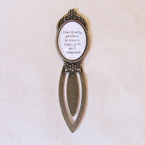 Mary Poppins Quote Bookmark: Antiqued Brass Book Clip, Bookworm Gift