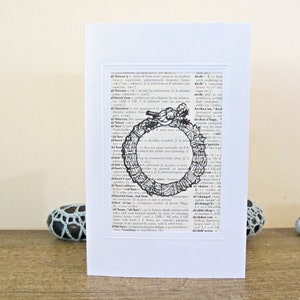 Boho Weihnachtskarte Kranz Gruß Blank Vintage Wörterbuch Seite handgemacht Upcycled Für Sie Ihn Festtage Shabby Chic