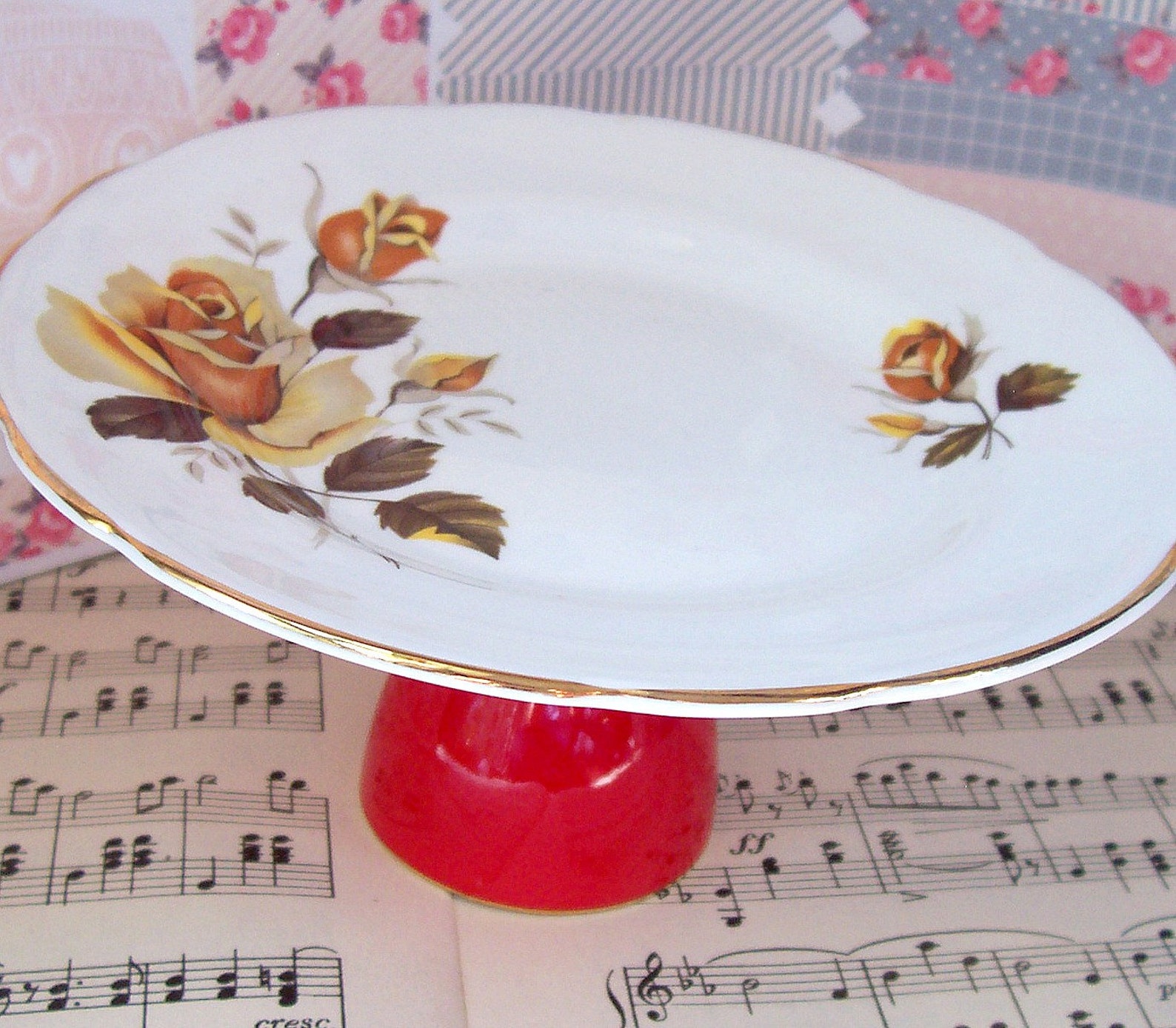 Red Cupcake Stand Floral High Tea Candy Buffet Table Afternoon Etsy