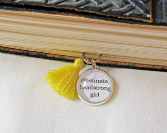 Jane Austen Planner Charm Obstinate Headstrong Girl Pride and Prejudice Tassel Stationery Journal Bookworm Gift Paperclip Paper Clip