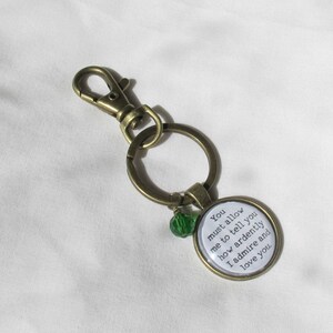 Jane Austen Keychain Planner Charm Pride and Prejudice Quote Keyring Gift You Must Allow Me To Tell You How Ardently I Admire And Love image 5