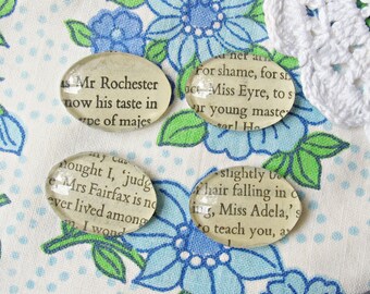 Jane Eyre Fridge Magnet Set. Glass Cabochon. Mr Rochester Charlotte Bronte Literature Book Page