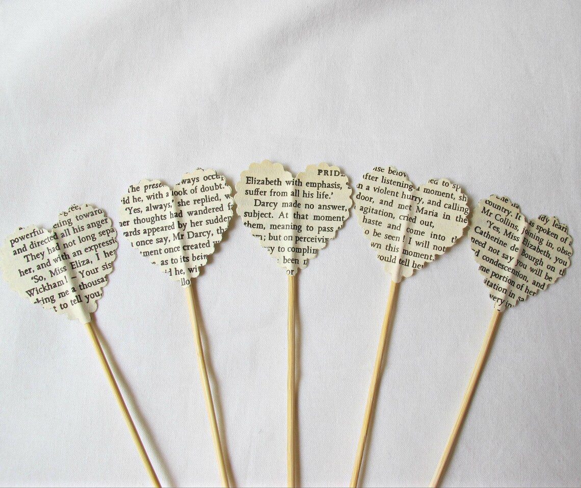 Heart Swizzle Stick Set Jane Austen Cocktail Stirrer Drinks Etsy