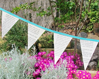 Book Page Mini Bunting Turquoise Paper Rustic Shabby Chic Wall Hanging Banner Garland Wedding Bridal Bookworm Gift Cottage Boho Decor