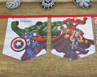 The Avengers Birthday Party Bunting Superhero Nursery Baby Shower Thor Iron Man Captain America Supplies Marvel Bookworm For Children