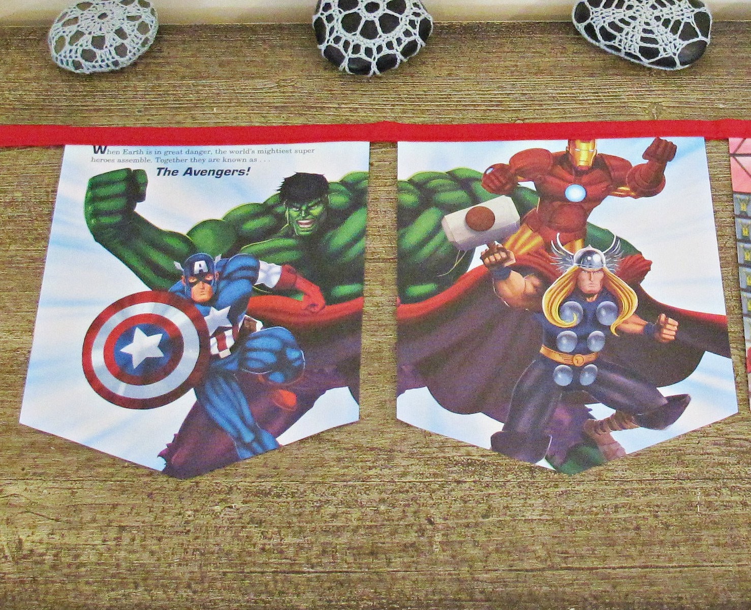Cartoon Avengers Super Hero Banner Bunting Flag Happy Birthday 2.5 Meter