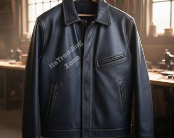 Chaqueta de cuero negra vintage para hombre, una innovación para los moteros.
