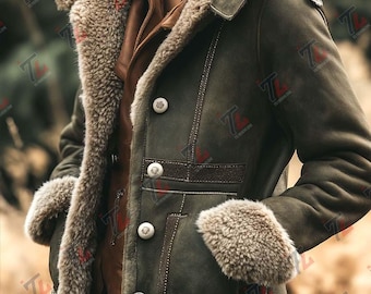 Abrigo grueso y cálido de gamuza retro para mujer. Regalo para ella.