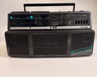 Philips D8300 Dual Cassette Ghettoblaster AM FM Stereo Radio Vintage 1980er Jahre