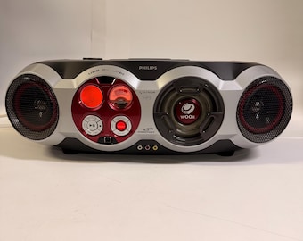 Radiocasete portátil Philips AZ2558 Expanium Woox vintage con reproductor de CD y MP3. Funciona perfectamente. Lea la descripción.