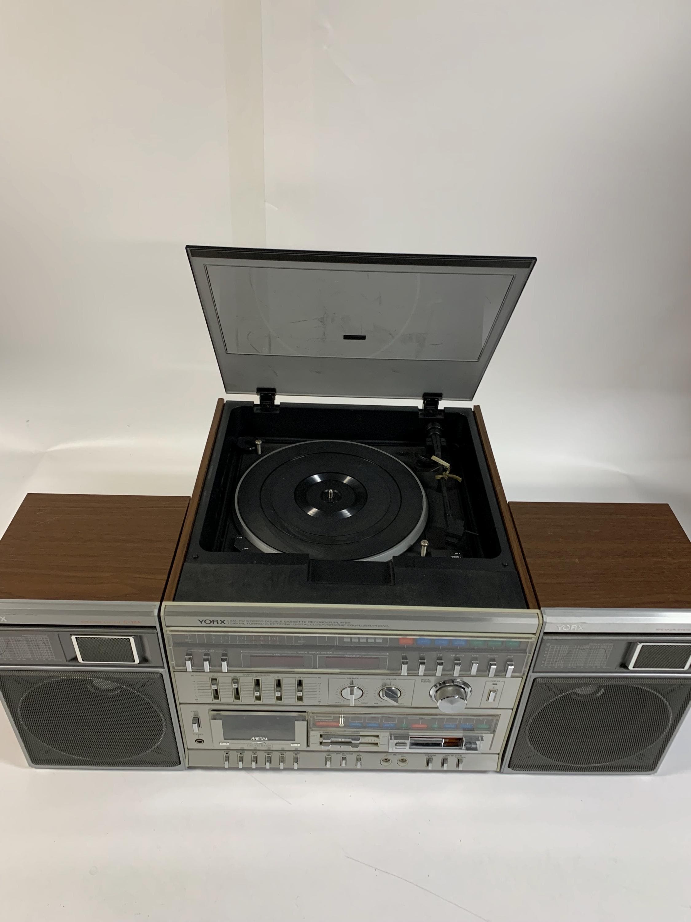 Vintage YORX M2685A 1980s Stereo System Turntable Cassette Japan