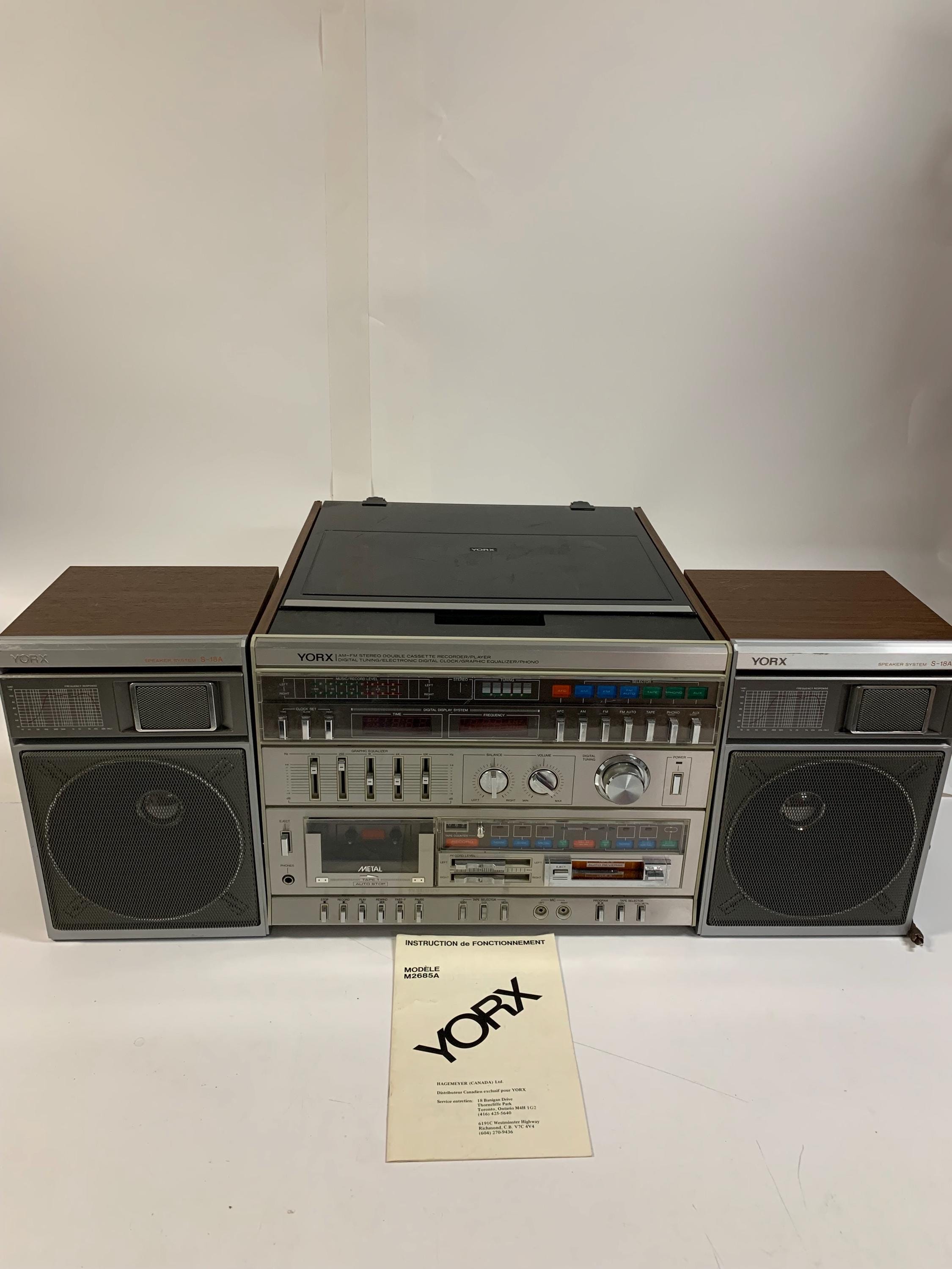 Vintage YORX M2685A 1980s Stereo System Turntable Cassette Japan