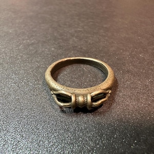 Tibetan Vajra Dorje Ring | White Bronze Buddhist Protection Jewelry | Unisex Spiritual Statement Band