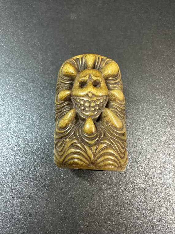 Large Yak Bone Citipati Skull Bead Pendant, Hand Carved Tibetan Charnel Ground Guardian, Hollow Guru Bead for Mala Making or Talisman
