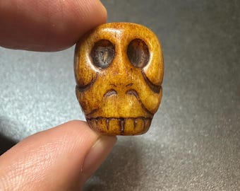 Hand-Carved Deer Antler Citipati Skull Bead | Tibetan Buddhist Chitipati Amulet | Ritual Spacer for Mala & Jewelry