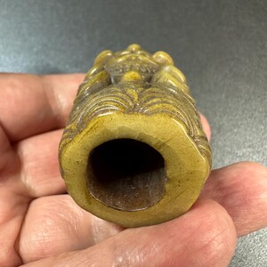 Large Yak Bone Citipati Skull Bead Pendant, Hand Carved Tibetan Charnel Ground Guardian, Hollow Guru Bead for Mala Making or Talisman image 6