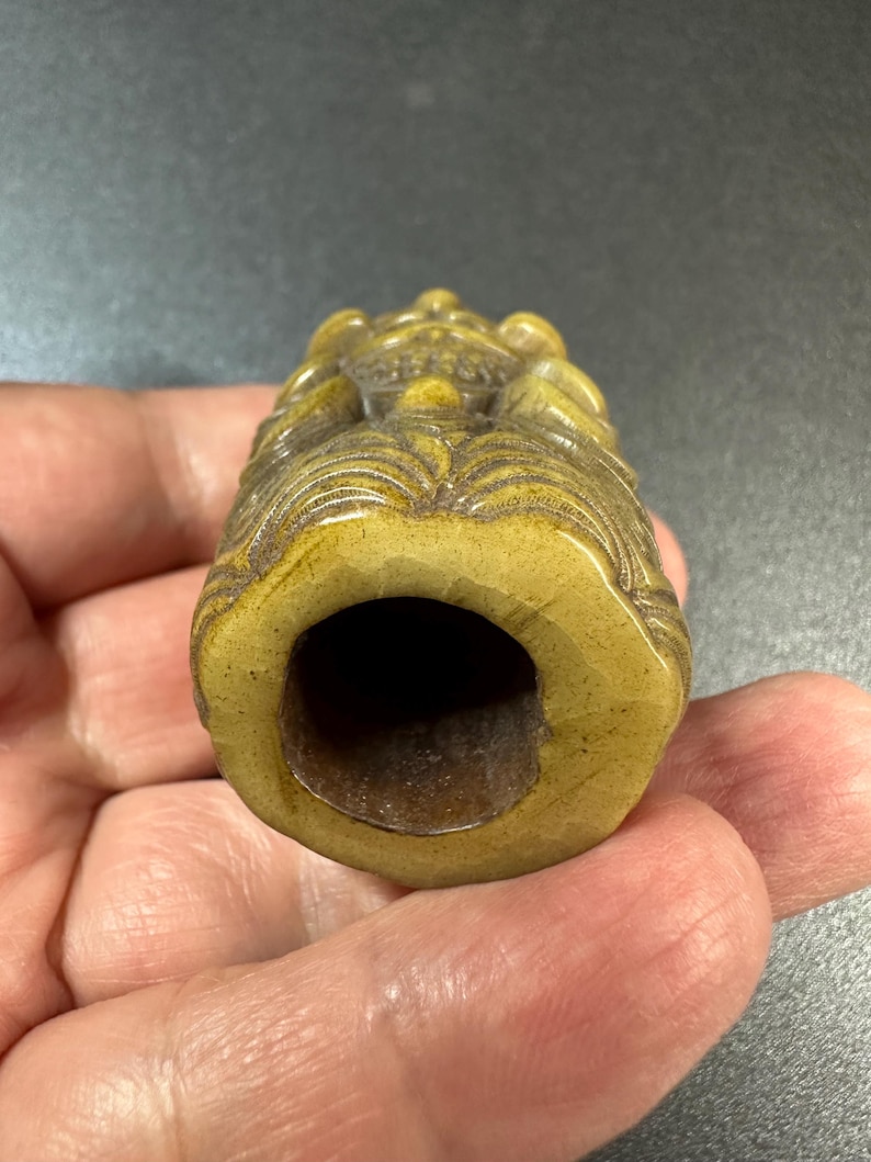 Large Yak Bone Citipati Skull Bead Pendant, Hand Carved Tibetan Charnel Ground Guardian, Hollow Guru Bead for Mala Making or Talisman image 6