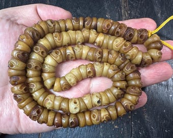 Mala de hueso de yak tallado a mano con calavera Citipati, 12 mm, 26 pulgadas, cuentas de oración budista tibetana de impermanencia
