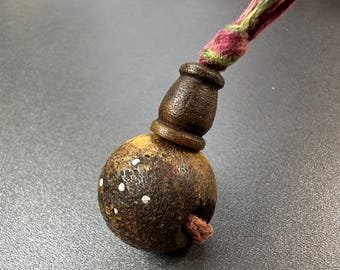 Hand-Carved Yak Bone Guru Bead with Mantra Dots  Tibetan Mala Centerpiece  Vintage Mala Replacement  Symbol of Impermanence