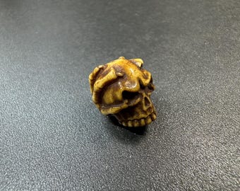 Hand-Carved Yak Bone Skull Spacer Bead | Tibetan Buddhist Mala Guru Bead | Rustic Kapala Charnel Ground Bead, Spacer for Spiritual Jewelry