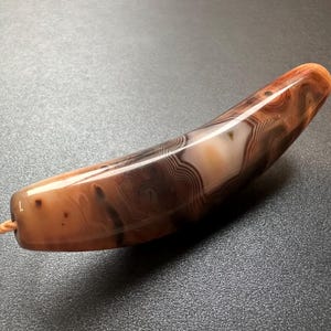 Natürliche alte tibetische Achat Dzi Horn Anhänger, Himmel Augen Muster, 90 mm große Amulett Perle