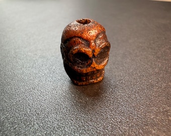 Hand-Carved Yak Bone Skull Spacer Bead | Tibetan Buddhist Mala Guru Bead | Rustic Kapala Charnel Ground Bead, Spacer for Spiritual Jewelry