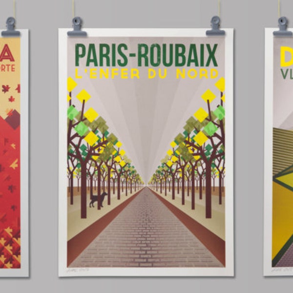 Cycling Art Prints  'Monument One Day Classics' (Full set of 5 Prints)