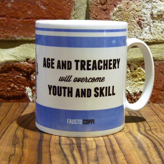 Items similar to Retro Cycling Quote Mug Fausto Coppi on Etsy