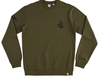 Race Snake Organic Cotton Sweatshirt | Moss Green | Handmade Cyclist