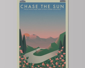 Chase The Sun Italia [Personalised] | The Adventure Collection | Cycling Art Print