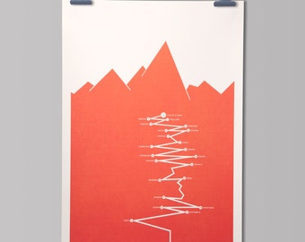 PERSONALISED Cycling Art Print 'L'Alpe d'Huez - Tour de France Climb'