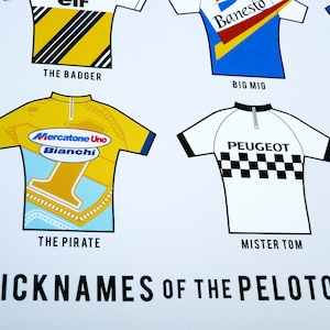 PERSONALISED Cycling Art Print Nicknames of the Peleton image 3