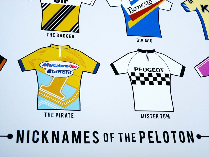 PERSONALISED Cycling Art Print Nicknames of the Peleton image 3