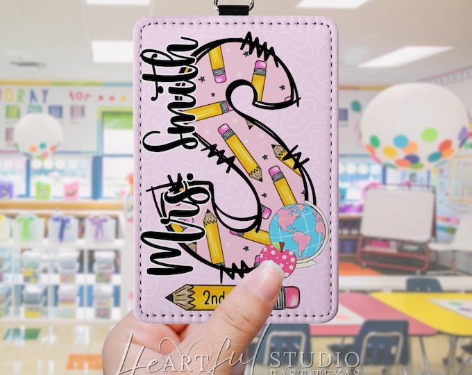 Pink Pencils Badge Holder