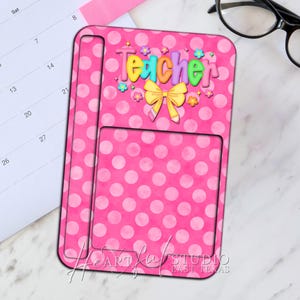 Notitiehouder Teacher Dots: bureauopberger met strik