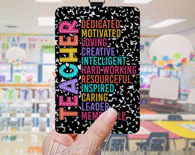 Teacher Badge Holder: Caring, Dedicated, Hardworking