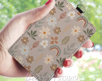 Boho Card Wallet: Nature-Inspired Design, Keychain Wristlet