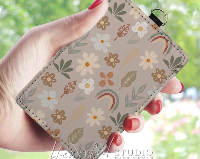 Boho Card Wallet: Nature-Inspired Design, Keychain Wristlet