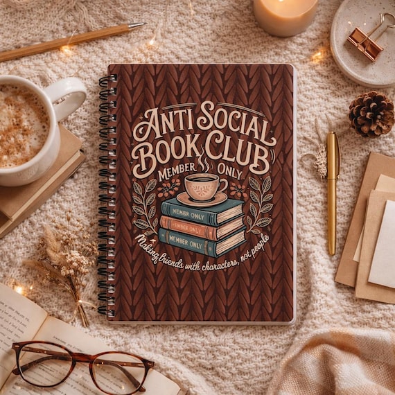 Anti-Social Book Club Reading Journal, Personalized Book Lover Gift