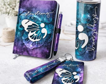 Handmade Semicolon Butterfly Gift Set, Mental Health Awareness