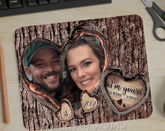 Personalized Heart Photo Tree Mouse Pad