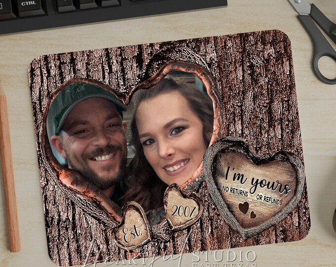 Personalized Heart Photo Tree Mouse Pad